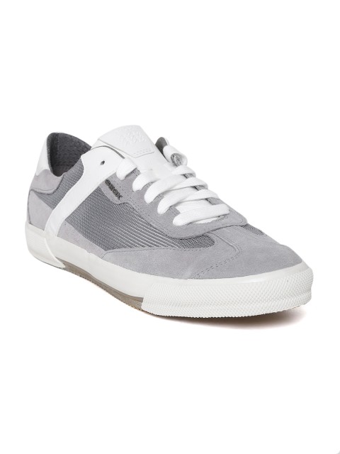 

Geox Men Grey & White Colourblocked Suede Leather Sneakers