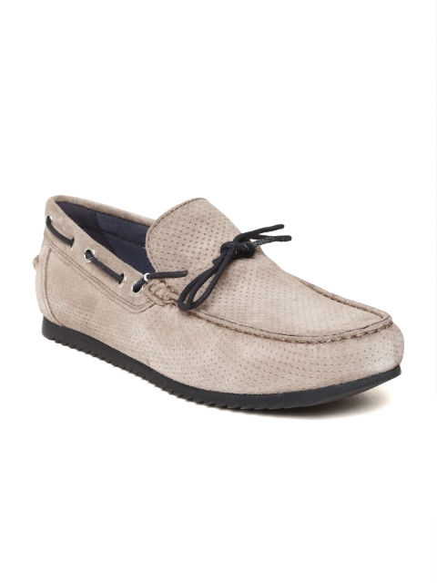 

Geox Men Grey Perforated Suede Leather Boat Shoes