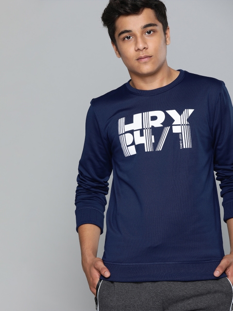 

HRX by Hrithik Roshan Boys Navy Printed Rapid Dry Active Training Sweatshirt, Navy blue