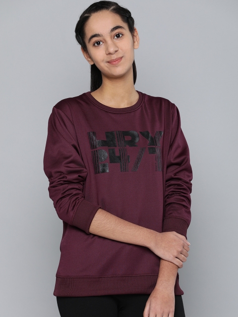 

HRX by Hrithik Roshan Girls Burgundy Printed Sweatshirt