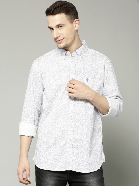 

French Connection Off-White & Blue Printed Casual Shirt