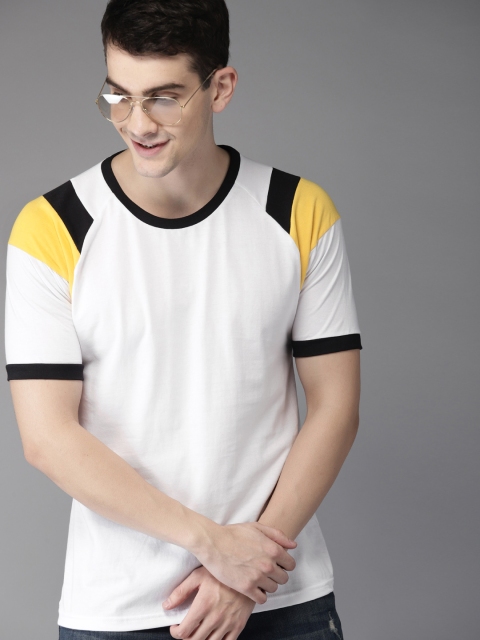 

HERE&NOW Men White Solid Round Neck T-shirt