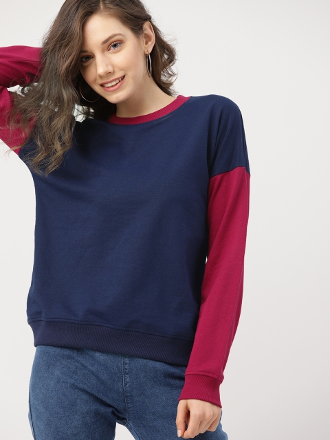 

DressBerry Women Navy Blue Solid Sweatshirt