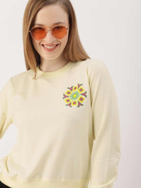 

DressBerry Women Cream-Coloured Solid Sweatshirt