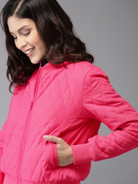 

HERE&NOW Women Pink Solid Bomber Jacket