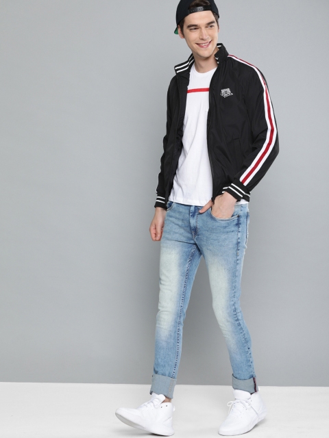 

HERE&NOW Men Black Solid Varsity Jacket