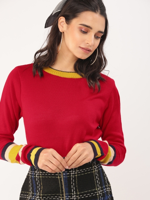 Women Red Solid Sweater