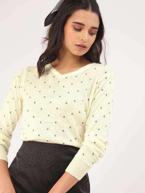 

DressBerry Women Cream-Coloured Printed Sweater