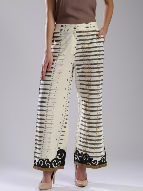 

W Off-White Printed Palazzo Trousers