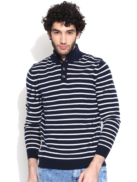 

Flying Machine Navy Striped Sweater, Navy blue