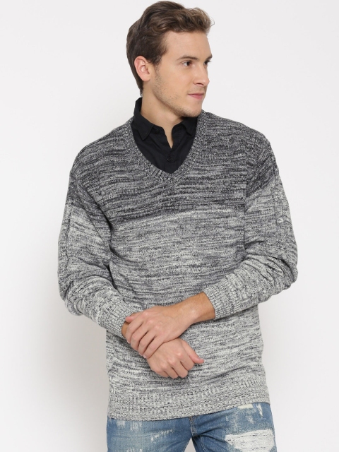 

Flying Machine Grey Sweater with Knitted Pattern