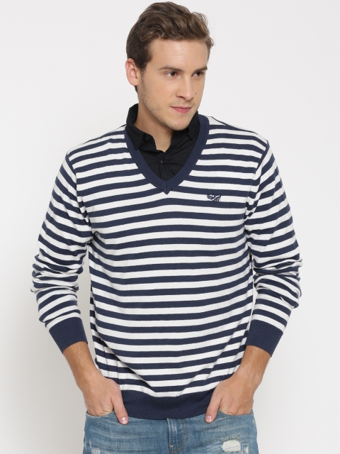 

Flying Machine Navy & White Striped Sweater, Navy blue