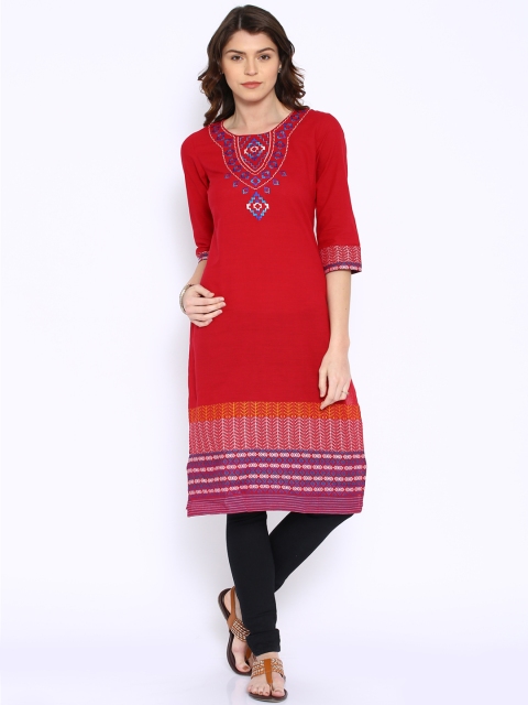 

Aurelia Red Embroidered Kurta
