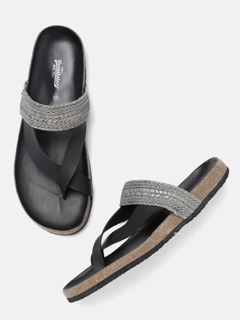 

Roadster Men Grey & Black Comfort Sandals