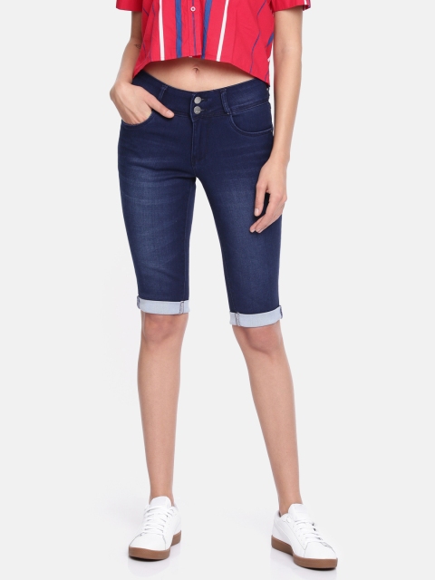 

Kraus Jeans Women Blue Faded Skinny Fit Denim Capris