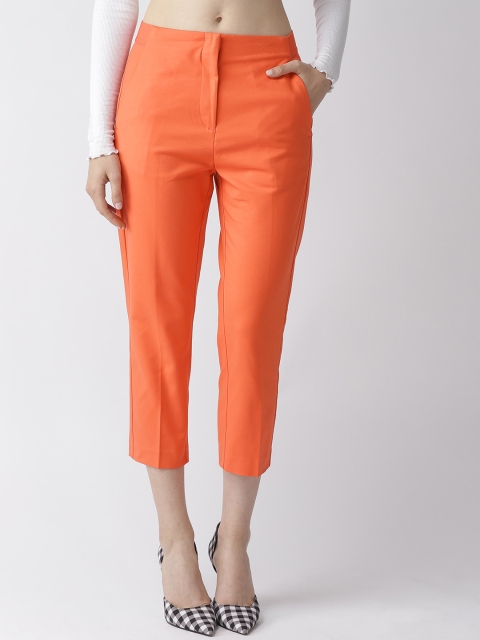 

Marks & Spencer Women Orange Slim Fit Solid Regular Cropped Trousers