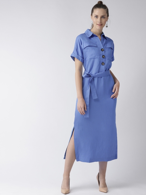 

Marks & Spencer Women Blue Solid Shirt Dress