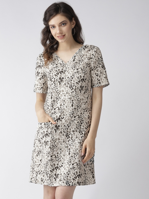 

Marks & Spencer Women Off-White & Grey Animal Print Shift Dress