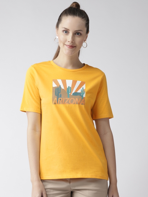 

Marks & Spencer Women Yellow Printed Round Neck T-shirt