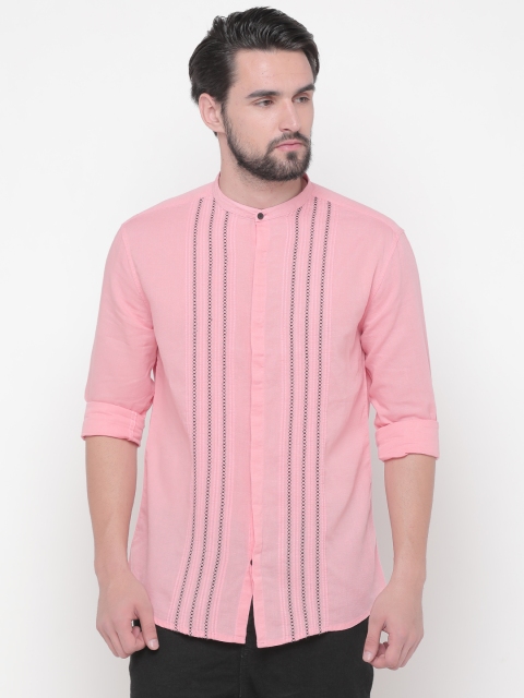 

SHOWOFF Men Pink Slim Fit Striped Casual Shirt