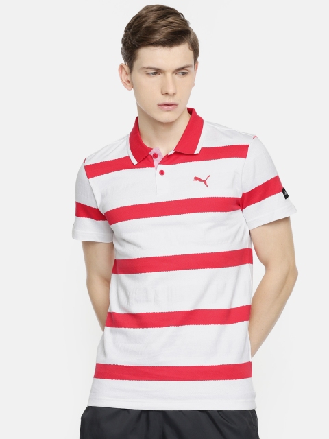 

Puma one8 by Virat Kohli Men White & Pink Striped VK Jacquard Polo Collar T-shirt