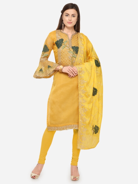 

Rajnandini Yellow Silk Georgette Semi-Stitched Dress Material