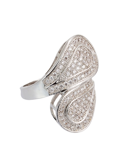 

shaze Women Silver-Plated CZ-Studded Finger Ring