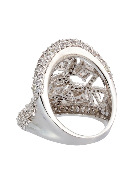 

shaze Women Silver-Plated CZ-Studded Finger Ring