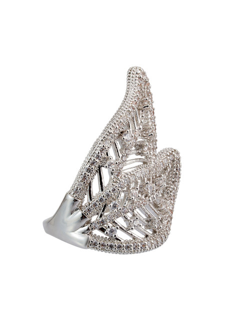 

shaze Women Silver-Plated CZ-Studded Finger Ring