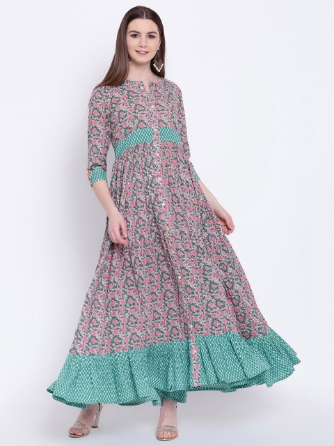 

Khushal K Women Turquoise Blue Maxi Dress