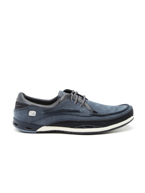 

Clarks Men Navy Leather Sneakers, Navy blue