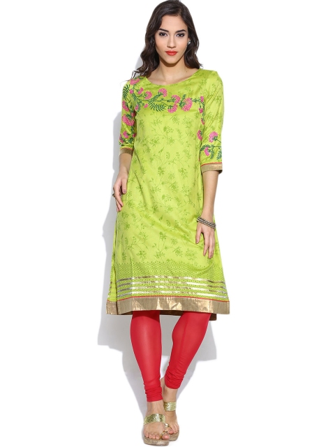 

WISHFUL by W Women Green Printed Kurta