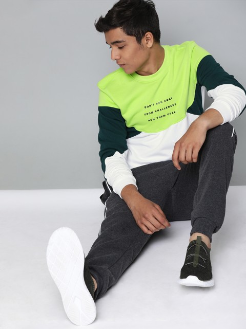 

HRX by Hrithik Roshan Boys Green & White Colorblocked Lifestyle Sweatshirt