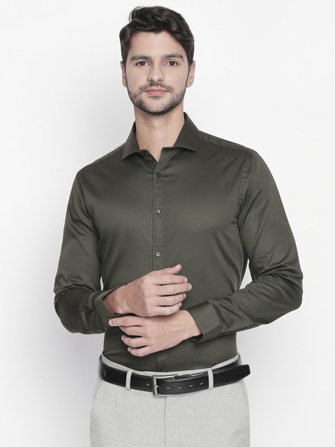 

RICHARD PARKER by Pantaloons Men Green Slim Fit Solid Formal Shirt