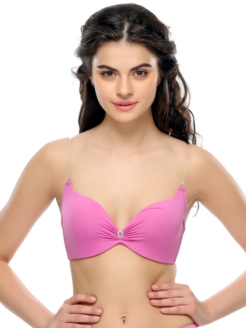 

Clovia Pink Demi-Cup Seamless Push-Up Bra BR0275P1440C