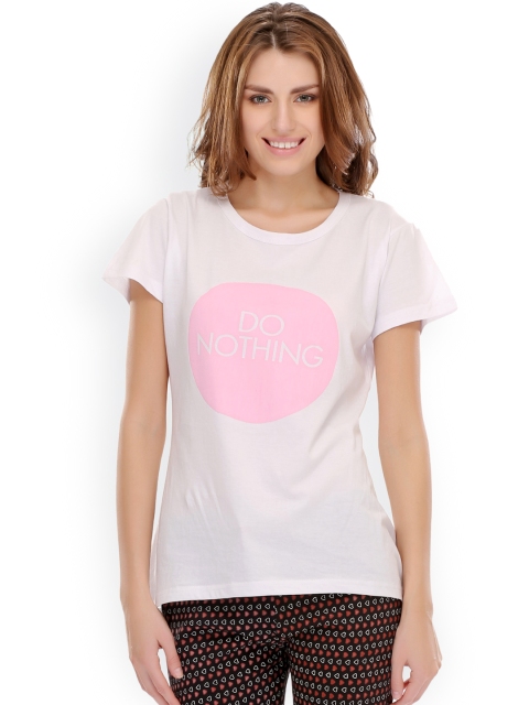

Clovia White Printed Lounge Top LT0020P18