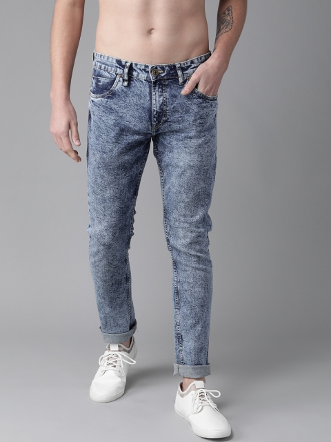 Men Blue Skinny Fit Mid-Rise Clean Look Acid Wash Stretchable Jeans