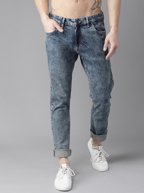 

The Roadster Lifestyle Co Men Blue Slim Fit Mid-Rise Clean Look Acid Wash Stretchable Jeans