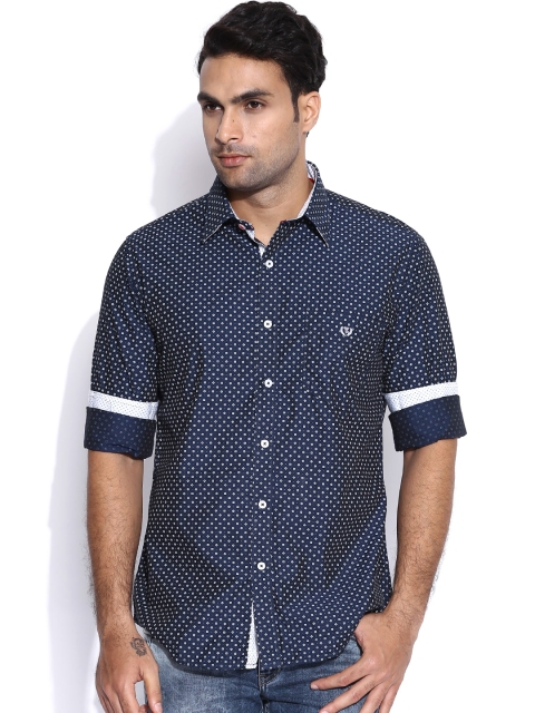 

Van Heusen Sport Navy Printed Slim Smart Casual Shirt, Navy blue