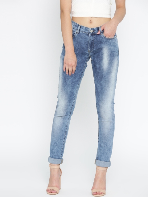 

SPYKAR Women Blue Selena Skinny Fit Low-Rise Acid Wash Clean Look Stretchable Jeans