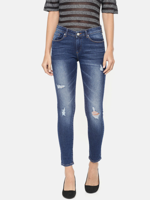 

SPYKAR Women Blue Alicia Super Skinny Fit Low-Rise Highly Distressed Stretchable Jeans