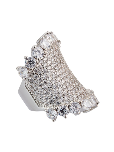 

shaze Women Silver-Plated CZ-Studded Finger Ring