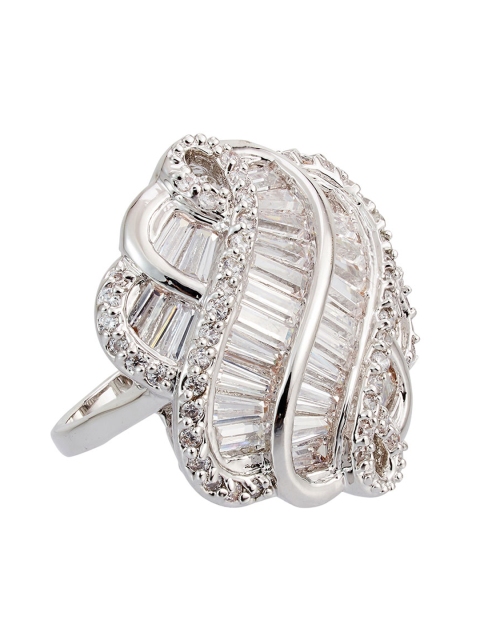 

shaze Women Silver-Plated CZ-Studded Finger Ring