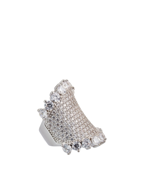 

shaze Women Silver-Plated CZ-Studded Finger Ring