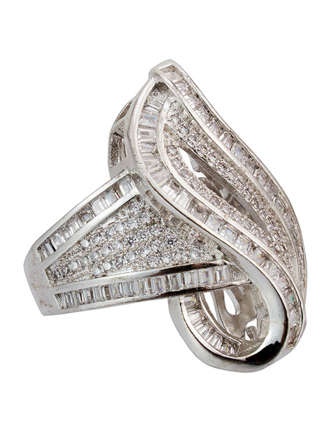

shaze Women Silver-Plated CZ-Studded Finger Ring
