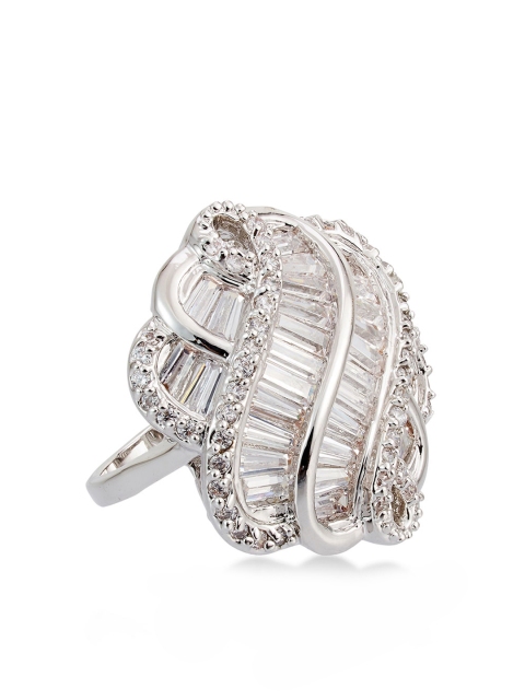 

shaze Women Silver-Plated CZ-Studded Finger Ring