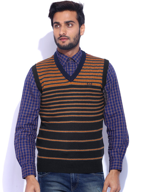 

Arrow Sport Rust Orange & Blue Striped Woollen Sweater