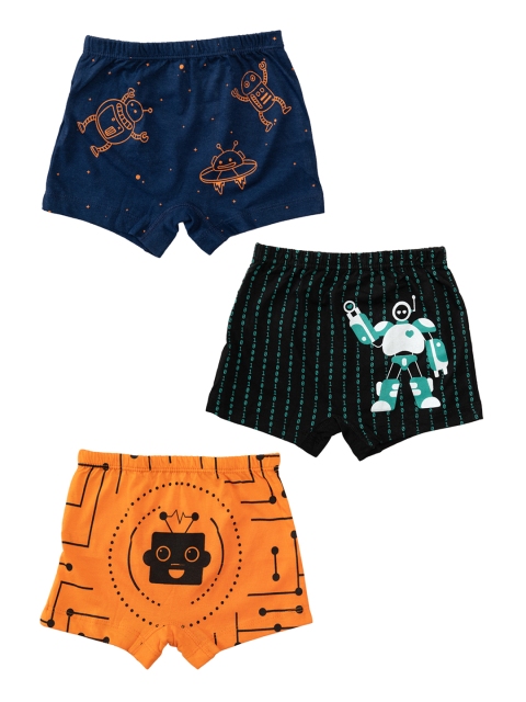 

You Got Plan B Boys Pack of 3 Printed Pure Cotton Boxers Robotics - Boy Pure Cotton Boxer Shorts, Multi