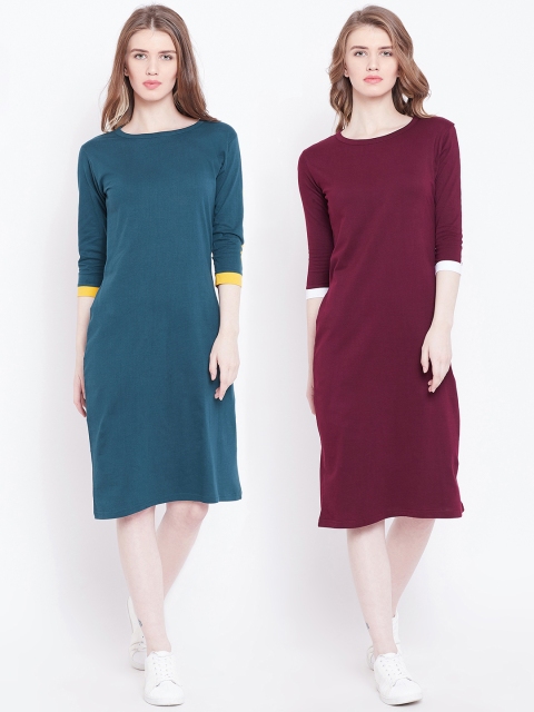 

The Dry State Women Pack of 2 Solid Sheath Dress, Multi