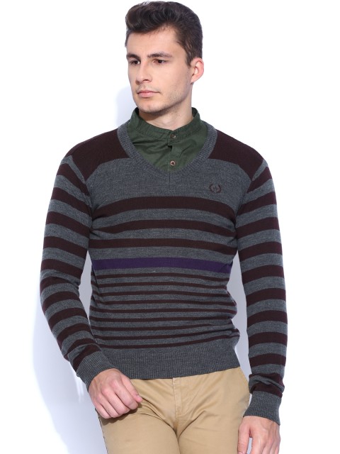 

Arrow Sport Grey & Brown Striped Sweater